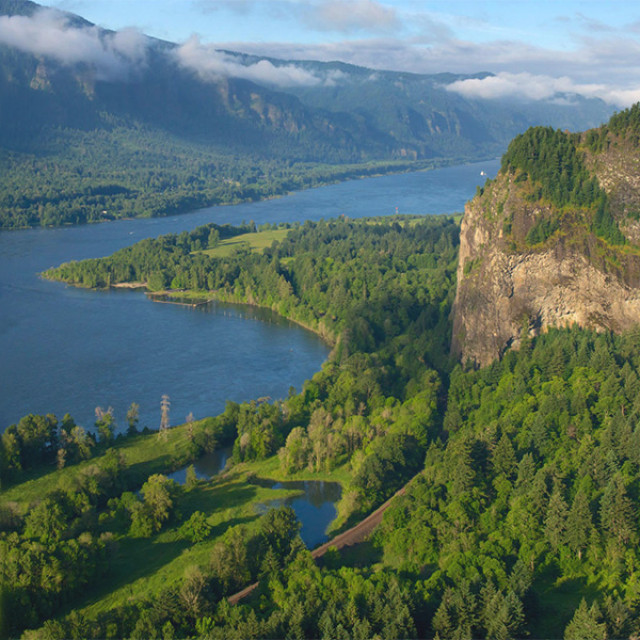 Beacon Rock in the Columbia River Gorge area of Washington