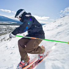Skier on the slopes at Hoodoo Ski Area in Oregon