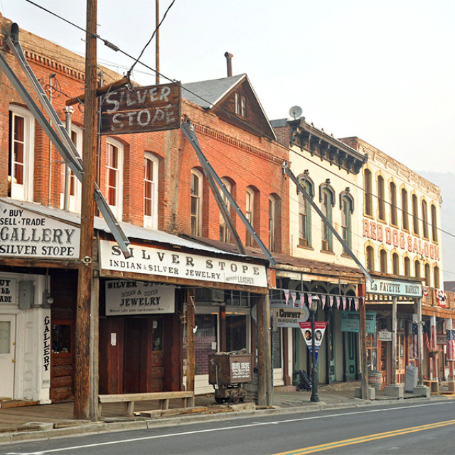Downtown Virginia City, a historic town in Nevada